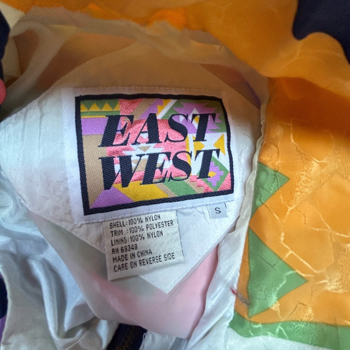 Vintage East West Windbreaker Jacket Small Multicolor Abstract