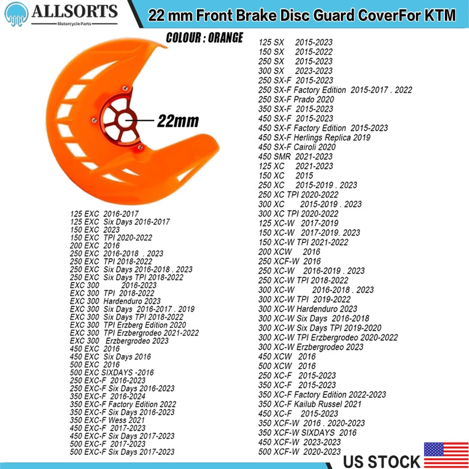 Front Brake Disc Guard Cover 22mm For KTM 125 250 350 SX XC W 450 EXC 2015-2024 Foto 2 de 4