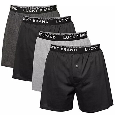 Lucky Brand Knit Boxer Shorts Cotton Assorted Black/Gray Color Underwear  Pack