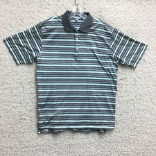 Peter Millar Polo Shirt Large Adult Green Striped Sea Island Short Sleeve Mens L