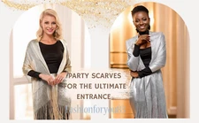 Women Shawl and Wrap for Evening Dresses, Dressy Evening Wear Fringe Lurex Scarf