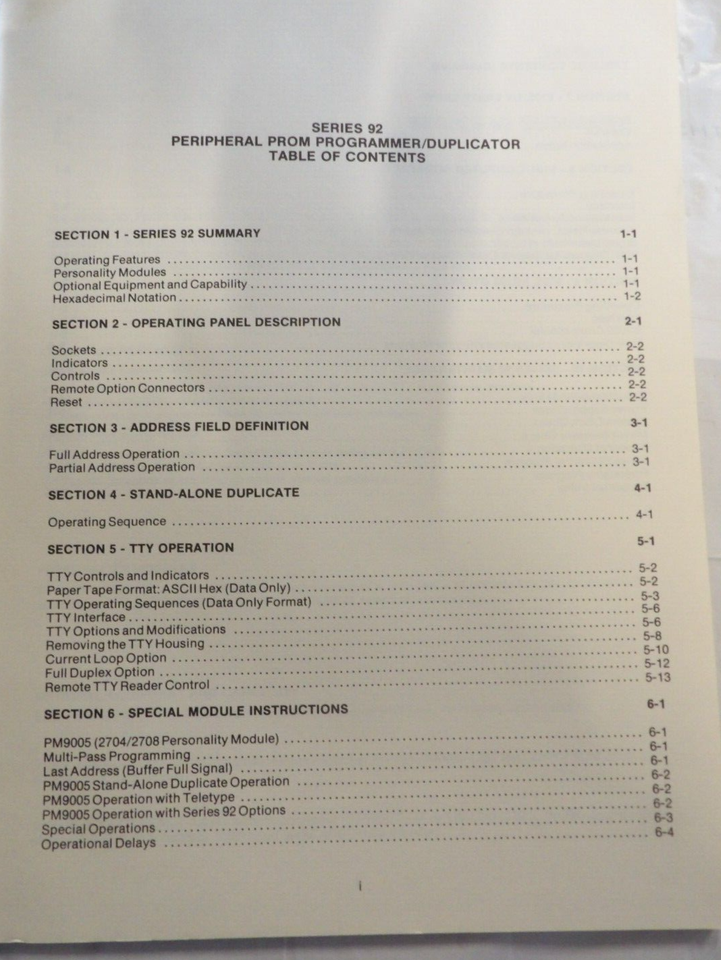 PROLOG SERIES 92 PERIPHERAL PROM PROGRAMMER/DUPLICATOR OPERATING MANUAL ...