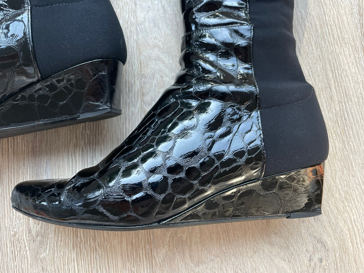 Stuart Weitzman Black Patent 5050 Over-The-Knee Croc Stuart Weitzman Black Patent 5050 Over-The-Knee Croc