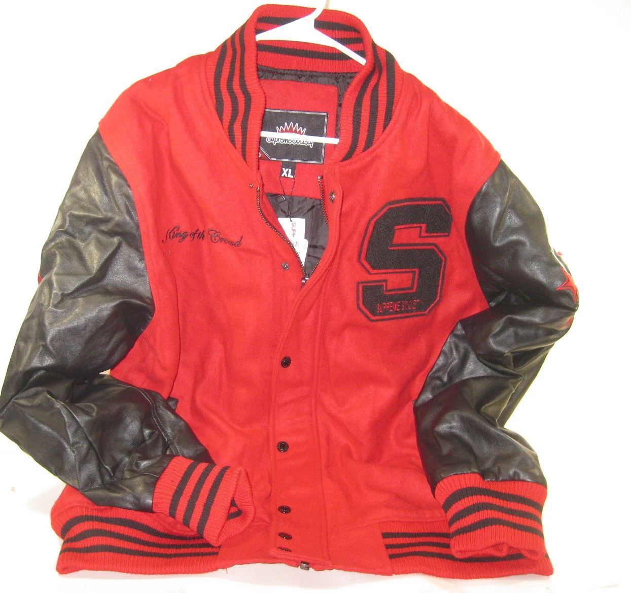 VESTE LETT SUPREME SOCIETY ROUGE/NOIRE homme TAILLE XL ***
