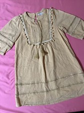 HAYDEN GIRLS Mustard Yellow Boho Pom Pom Dress Size 7/8