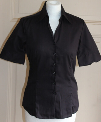 L471 HAKRO Bluse Business Berufsbluse kurzarm schwarz Gr. 34-36-38-40-42-44-46