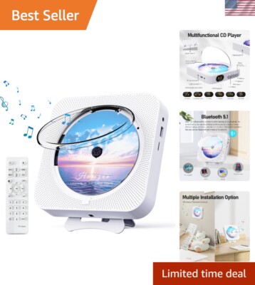 Stylish Portable CD Player with Remote Control & Bluetooth Speakers   6.5 inches