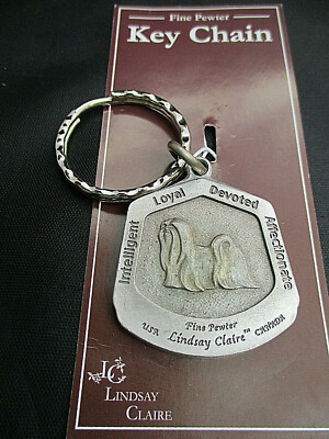Lindsay Claire Canada Fine Pewter Key Chain LHASA APSO Qualities Dog Breed Gift