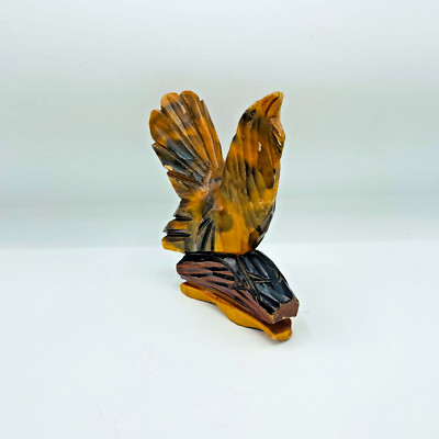 Vintage Hand Carved Wooden Bird Eagle Figurine Statue