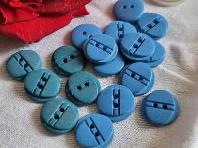 Lot 6 gros boutons anciens bleu marbré 2,6 cm année 50 ref 1956