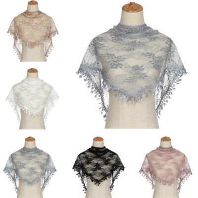 Women Triangle Lace Scarf Tassel Fringed Head Wrap Scarves Hijab Shawl Headscarf