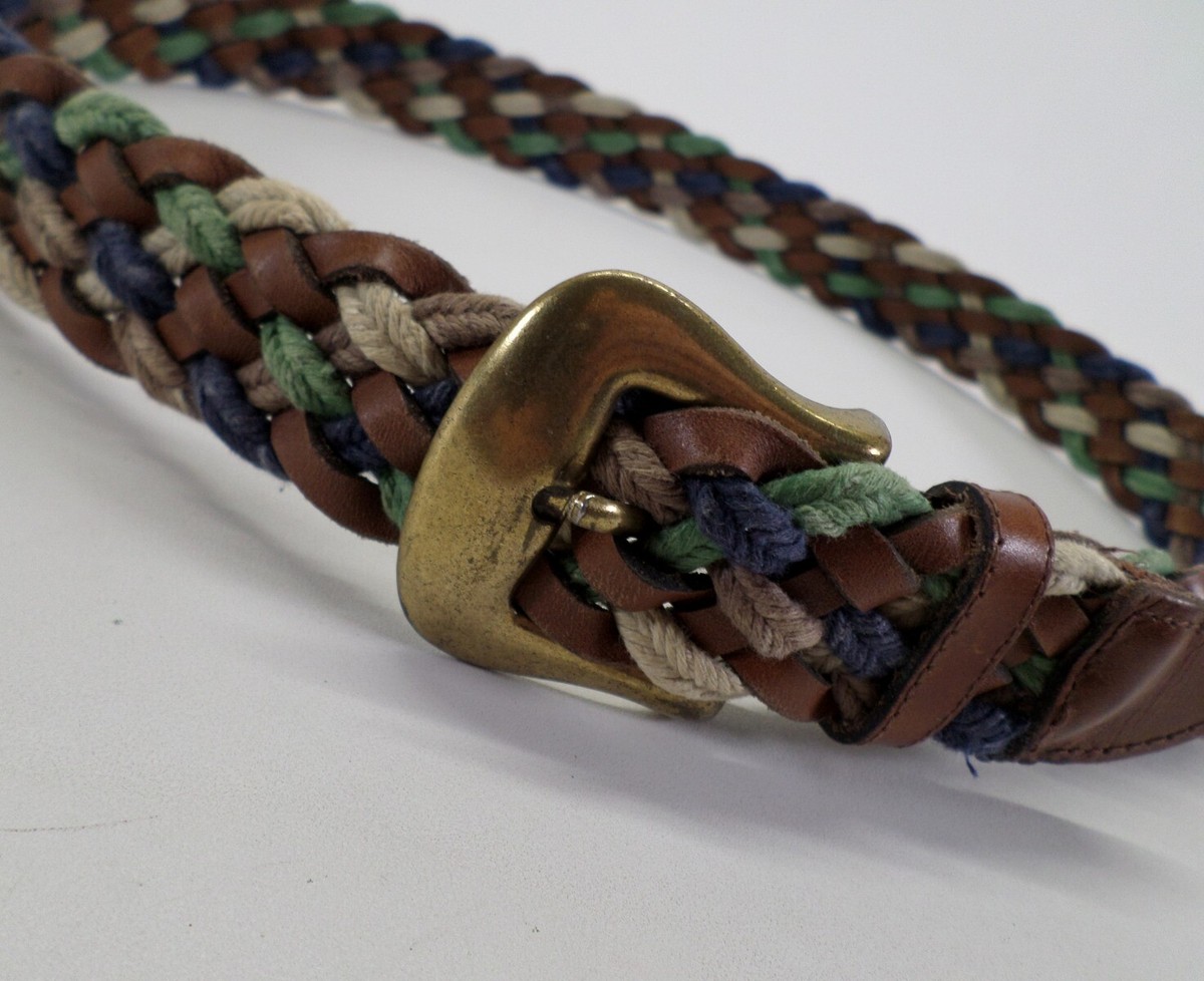 County Seat Braided Leather Belt 30 32 34 L Rope Multi Color 