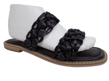 NEW! CROWN VINTAGE Women Oleya Flats Slip On Black Sandals Size 8.5 M