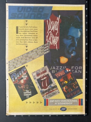 DAVID BOWIE - JAZZIN FOR BLUE JEAN COLO 1984 15X11''' Magazine Advert/Poster L406