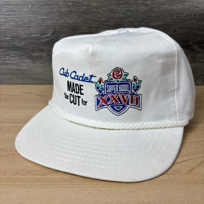 Vintage Super Bowl Hat Cap Strap Back XXVII Cub Cadet White NFL Football