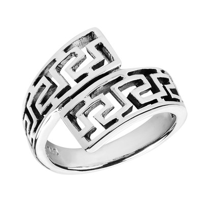 Unique Twist Wrap Greek Key .925 Silver Ring-10