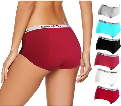 6 Stück Periodenhosen Slips Low Rise Baumwolle Bikinis Menstruation Auslaufsicher Unterwäsche