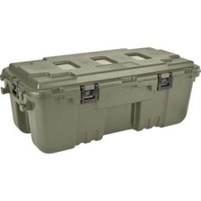 Plano 27-gal Storage Trunk Plastic Box With Hinged Lid Wheels Olive Drab Plano 27-gal Storage Trunk Plastic Box With Hinged Lid Wheels Olive Drab