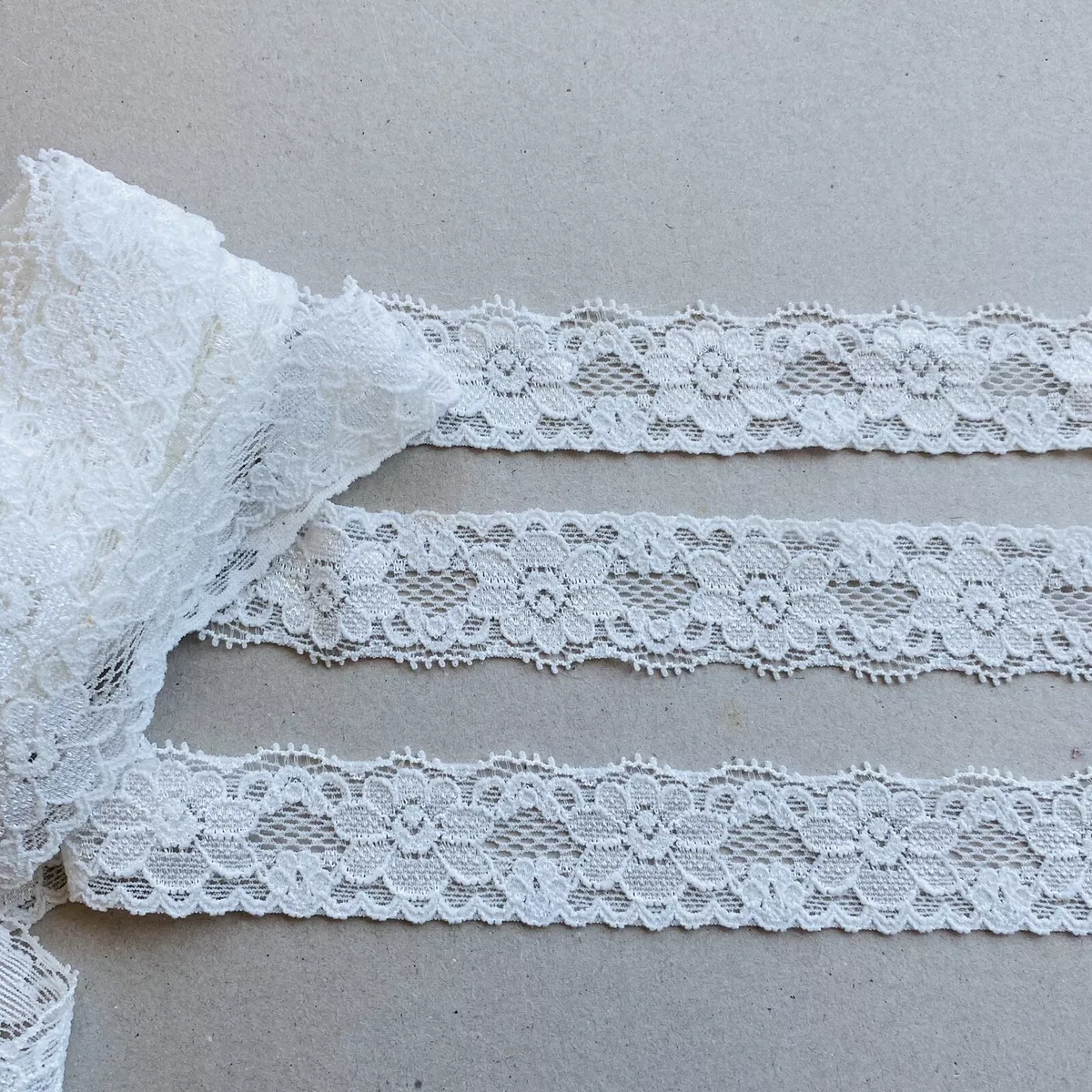 3 Yards Stretch White Ribbon Lace Trim for Sewing/Crafts/Lingerie/1 Wide