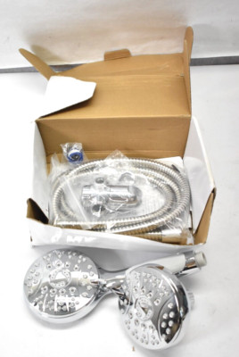 AquaSpa High Pressure 3 Way Combo Dual Rain & Handheld Shower Head 3347
