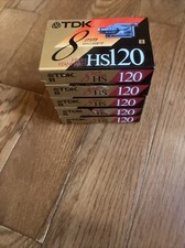 5  TDK High Standard HS 120 minute 8mm Blank Video Tapes - Sealed