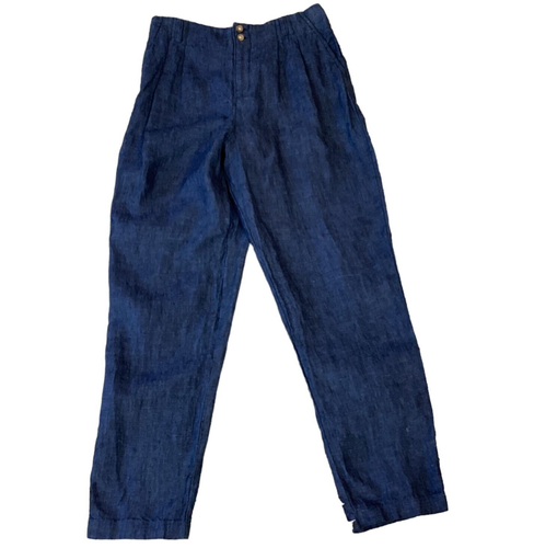 Granet Hill 100 % Leinen plissierte Hosenhose Gr. 6 blau #107i