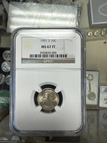 1951 S 10C Roosevelt Dime NGC MS67FT