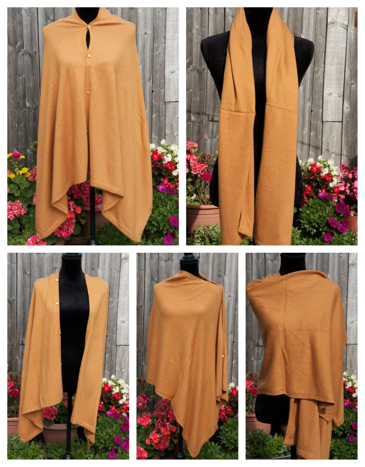 Ladies Cashmere Poncho Cape Wrap Pashmina Wool Sweater Jumper V-Neck One Size