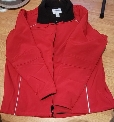 WearGuard Jacket Mens 2XL Red Softshell Work Uniform Zipper Reflective Piping