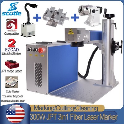 Scotle 300W JPT Mopa 3in1 Fiber Laser Engraving Machine Marking Cutting Cleaning