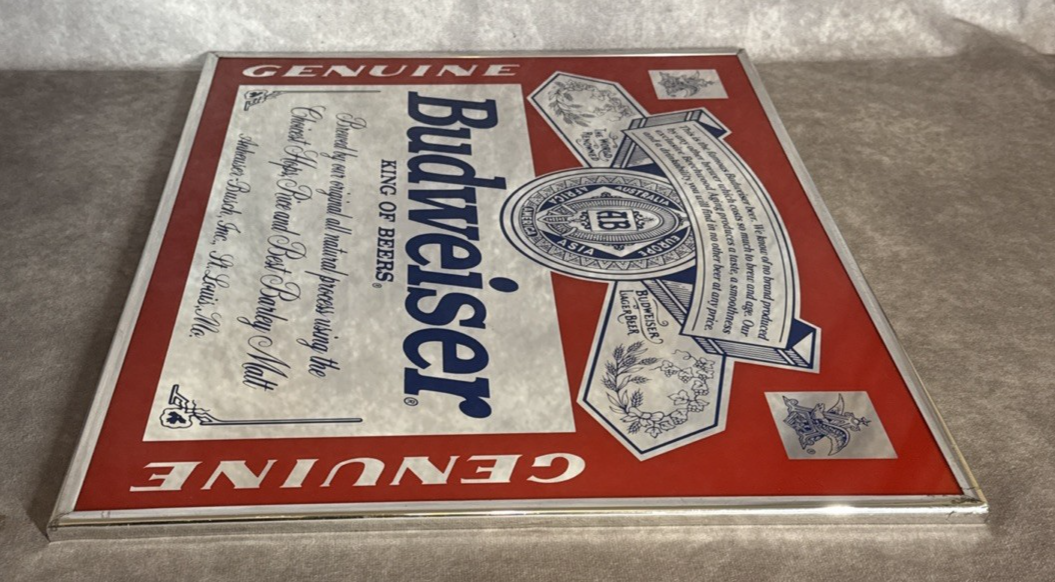 Vintage 1992 Budweiser King of Beers Bar Mirror 20x16 Man Cave