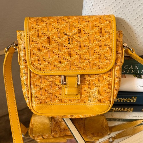 GOYARD Grand Bleu Yellow Gold Cross Body  Purse PM Messenger Bag  Excellent