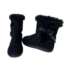 Justice Girls Black Winter Fur Boots, Size 1