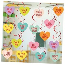 28Pcs Valentine's Day Hanging Decoration Cute Conversation Heart Multi-a