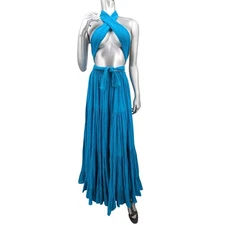 Vintage 1990's ANNA KONYA Renaissance Fair Gypsy Tiered MAXI SKIRT Crinkly Gauze