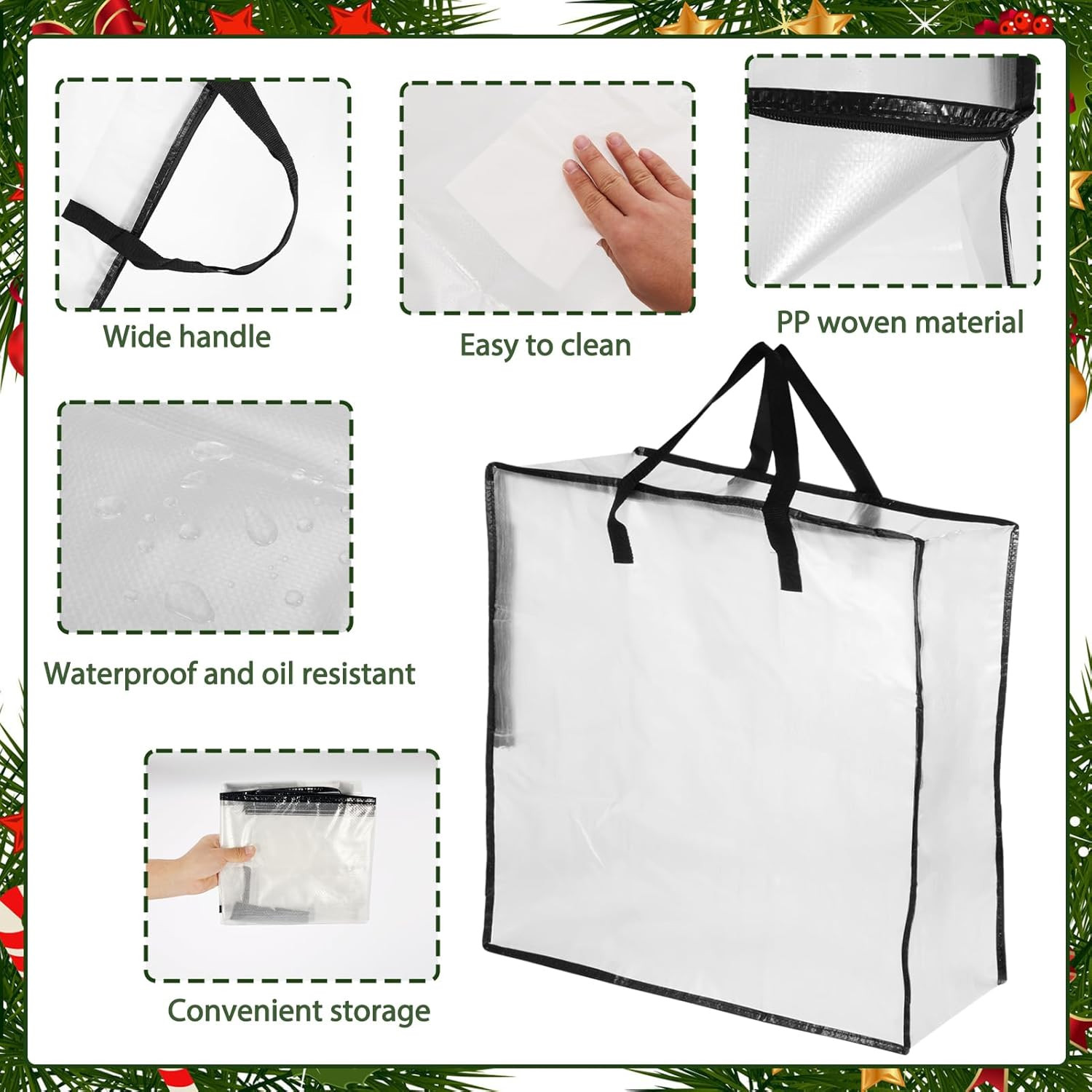 5 Pack Clear Christmas Wreath Storage Container, 26" Large Plastic Garland Conta