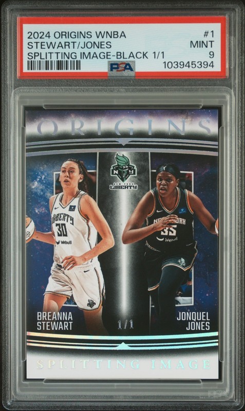 2024 Panini Origins WNBA Breanna Stewart / Jonquel Jones BLACK 1/1 PSA 9