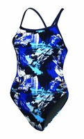 Arena Damen Badeanzug Schwimmanzug Malaki High, Blau Multi, DE36 UK/USA32