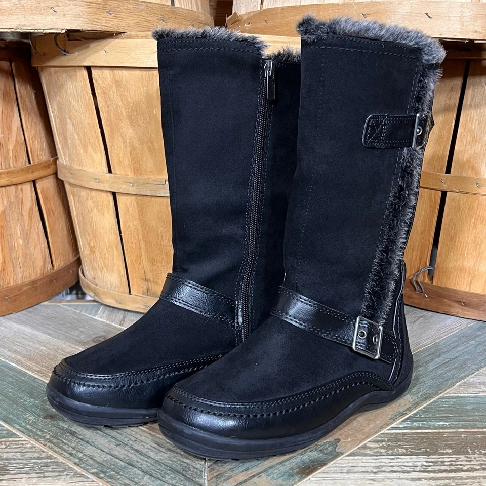 Nine West Naydine Botas de Nieve Negras Imitación Cuero Gamuza Piel Sintética Juvenil Niña Talla 3 Foto 3 de 4