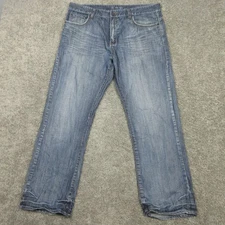 Flypaper Jeans Mens 38x32 Blue Distressed Whisker Grunge Skater Denim Pants Y2K