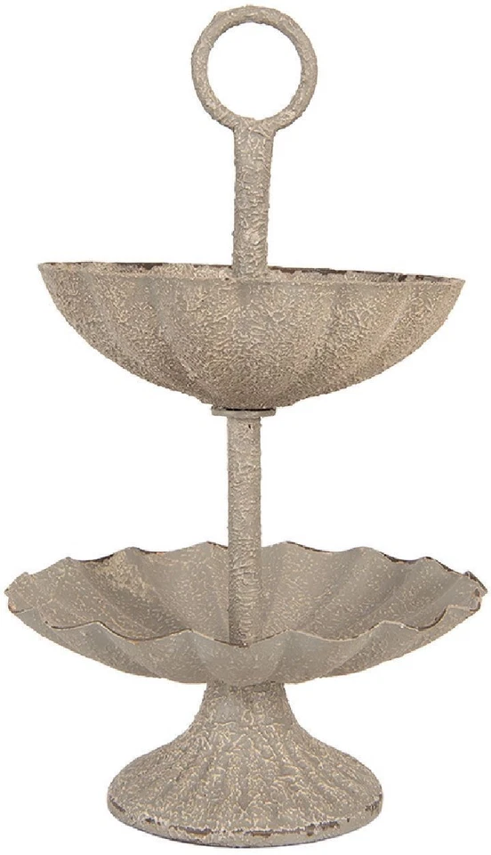 Clayre & Eef 6Y5886 Etagere Ø 15x24 cm Grau Beige - Bild 1 von 3