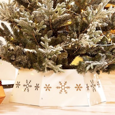 Metal Christmas Tree Collar with 3D Snowflake Authentic, Hexagon Heavy-Duty I...