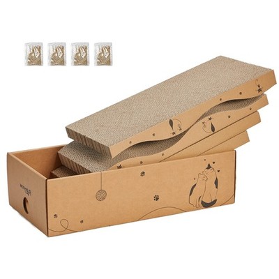 Cat Scratcher Cardboard Pad Scratch Box4pcs Scratching Board for Indoor CatsR...