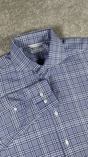 SUITSUPPLY Shirt Men's 39-15.5 Blue Plaid Button Up Spread Collar Long Sleeve