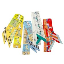 4pcs Purse Scarf For Handbags Silk Head Scarf For Hair Fashion Yellow Horse