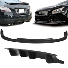 Front Bumper Lip Spoiler Rear Diffuser For 09-15 Nissan Maxima Black Gts Style
