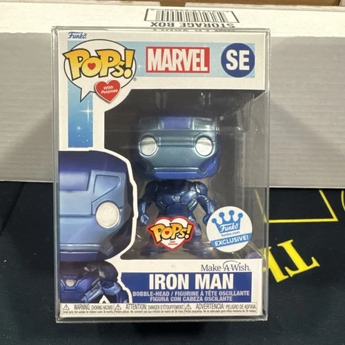 Funko POP! MAKE-A-WISH Marvel IRON MAN Funko Exclusive + FREE POP PROTECTOR