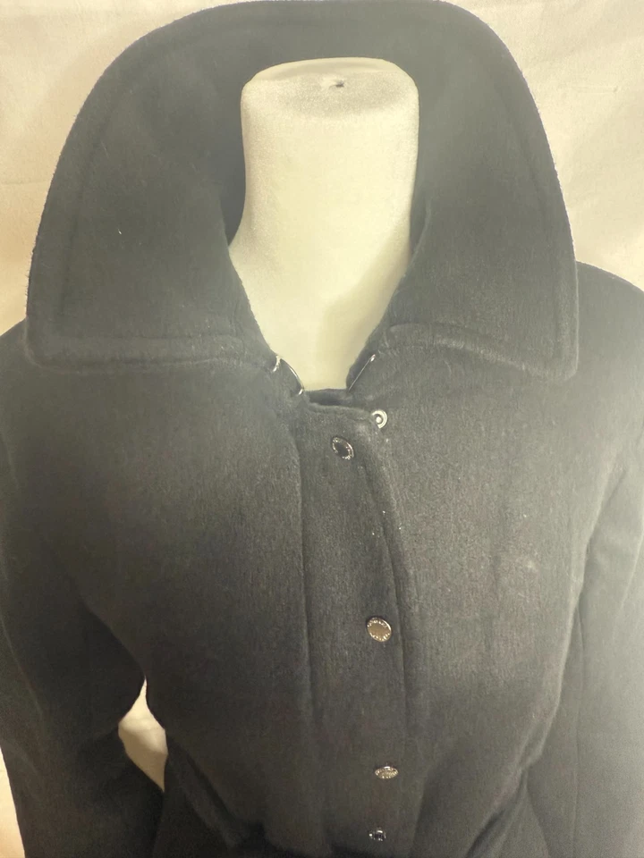 Calvin Klein Mujer Negro Cinturón Clásico Cuello Club Prendas de abrigo Abrigo Guisante Talla S Foto 4 de 4