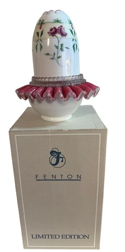 Fenton PEACH CREST Fairy Lamp Light ~ ROSES ~ MINT Condition!