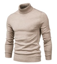 Men's Knitted Breathable Turtle Neck Sweater Winter Warm Solid Undershirts Hot